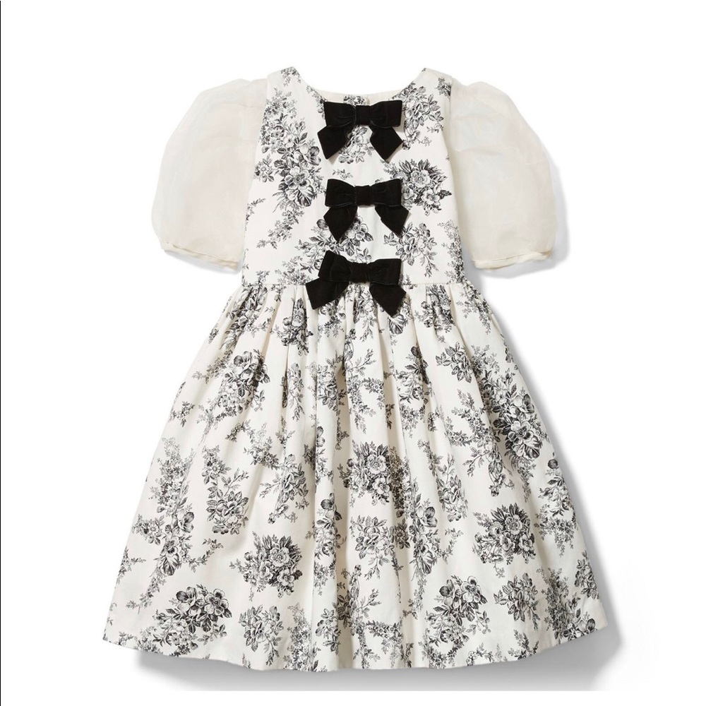 Janie and Jack Holiday black and white floral toile dress. Like new.